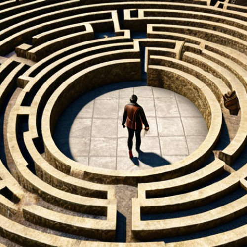 **

Data privacy balance in Italy. A person carefully navigating a digital labyrinth representing complex privacy policies. Symbols of Italian culture are subtly woven into the background.

**