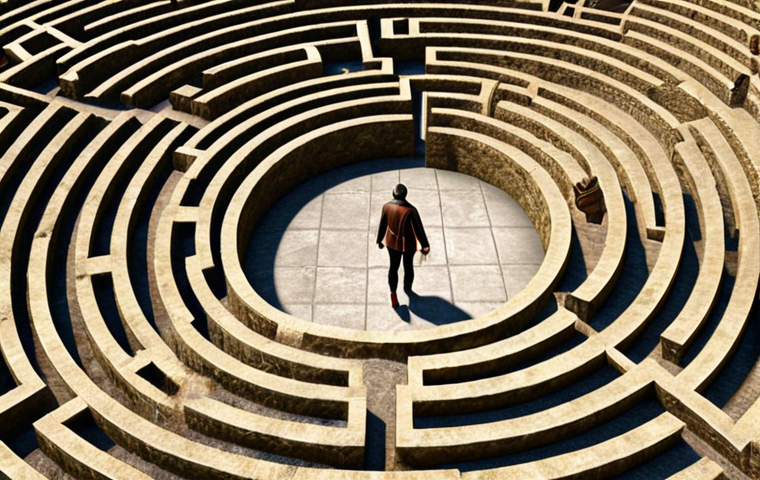 **

Data privacy balance in Italy. A person carefully navigating a digital labyrinth representing complex privacy policies. Symbols of Italian culture are subtly woven into the background.

**