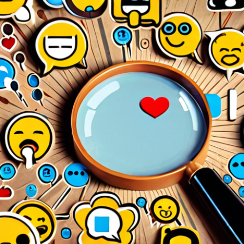 **Prompt:** A vibrant, diverse global community is depicted through interconnected digital profiles and speech bubbles. Each bubble contains various emojis, short phrases in different languages, and symbols expressing a range of human emotions from joy to frustration. A large, transparent magnifying glass or a subtle sound wave icon overlays the scene, symbolizing deep social listening that uncovers authentic feelings and hidden needs. The background is a soft, diffused network of online conversations, emphasizing connection and empathy.