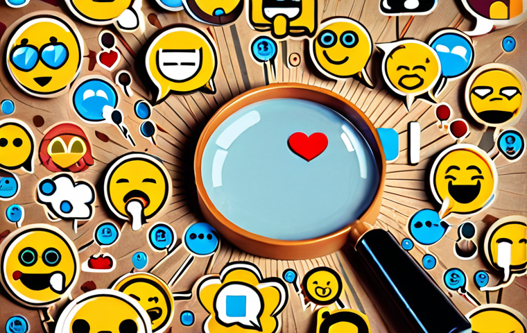 **Prompt:** A vibrant, diverse global community is depicted through interconnected digital profiles and speech bubbles. Each bubble contains various emojis, short phrases in different languages, and symbols expressing a range of human emotions from joy to frustration. A large, transparent magnifying glass or a subtle sound wave icon overlays the scene, symbolizing deep social listening that uncovers authentic feelings and hidden needs. The background is a soft, diffused network of online conversations, emphasizing connection and empathy.